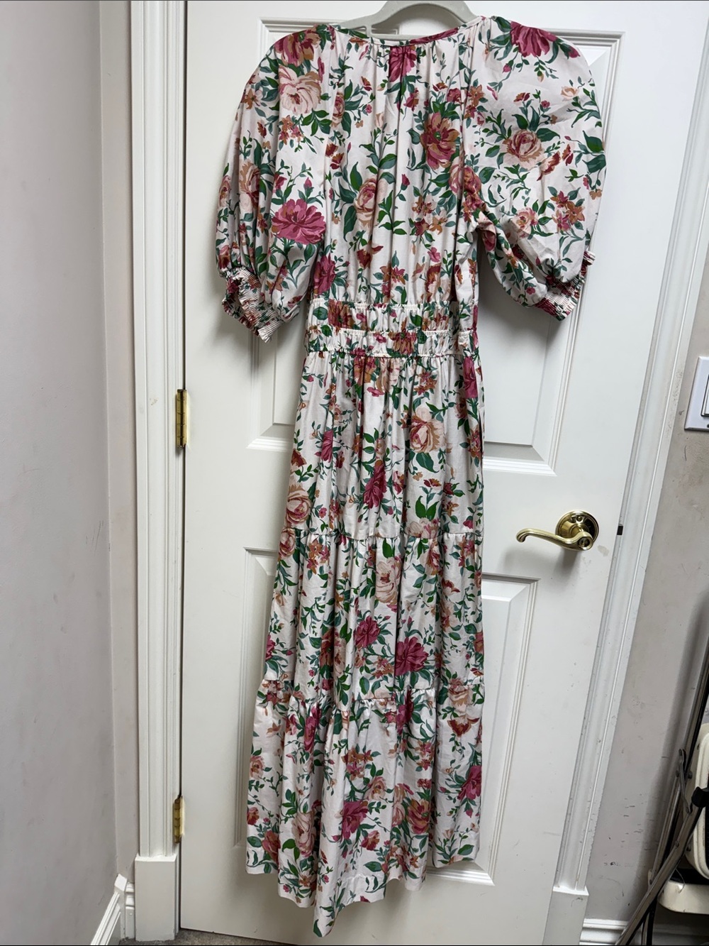 Anthropologie Floral Maxi Dress in Cream and Pink - Picture 7 of 9